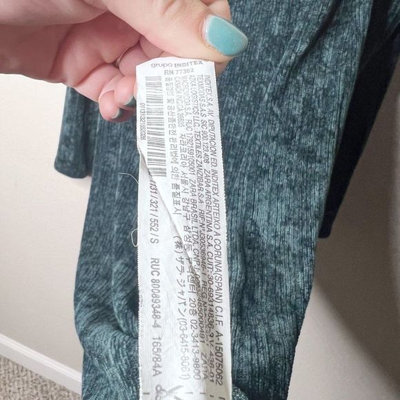 Zara Women's White/Green Knit Sweater Bodycon Dress Crew Neck Long Sleeve Size S - Picture 3 of 6